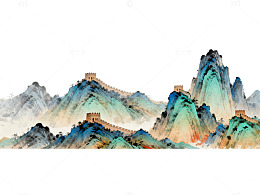 水墨画长城山水画