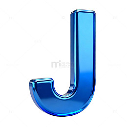 蓝色玻璃字母J设计素材