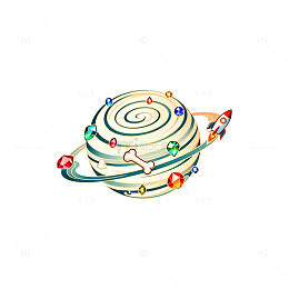 卡通风格旋转星球设计元素