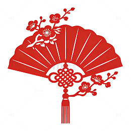 中国风扇子剪纸艺术