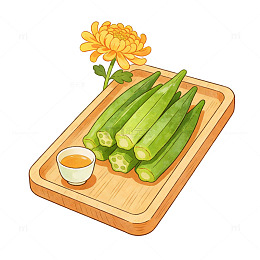 秋葵插画食材图