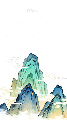 水墨山水画古风山峰插画