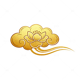 金色祥云荷花图案装饰素材