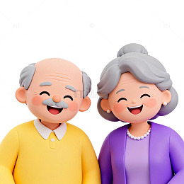 3D卡通老人插图素材