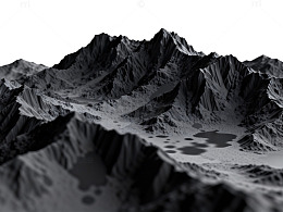黑白色调山峰地形图