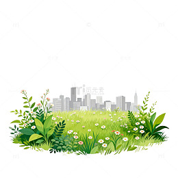 城市草地插画