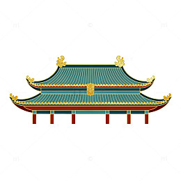 传统中式古建筑矢量图案