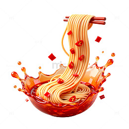 拉面飞溅酱汁美食插画设计素材