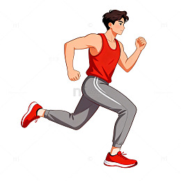 运动风格卡通跑步插画