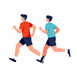 卡通风格跑步锻炼插画素材