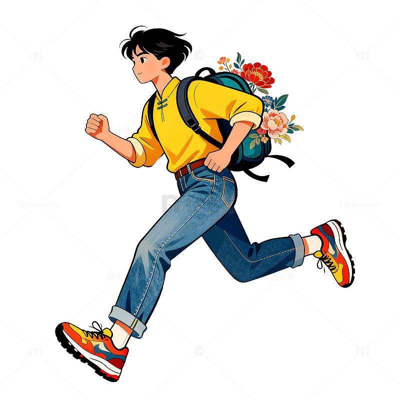 运动少年插画风格图案设计素材