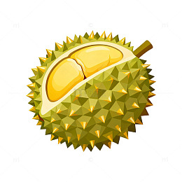 卡通榴莲水果插画设计素材