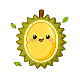 可爱卡通榴莲水果形象插画素材