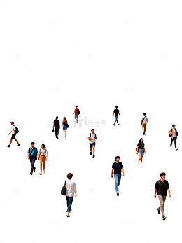 城市广场行人生动插画