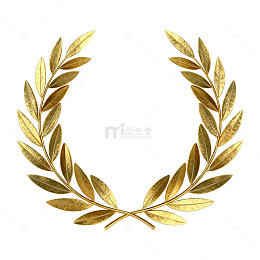 金色月桂花环图案装饰元素