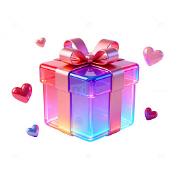 彩虹光效礼物盒3D渲染图