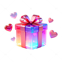 彩虹光效礼盒爱心装饰图