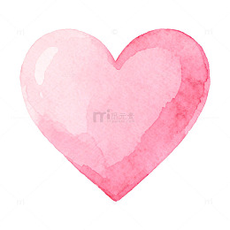 水彩粉红心形图案