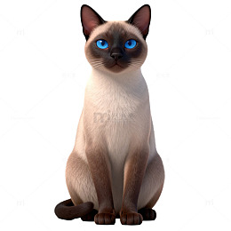 卡通暹罗猫坐像3D模型