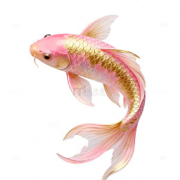 粉色金鱼特写插画素材