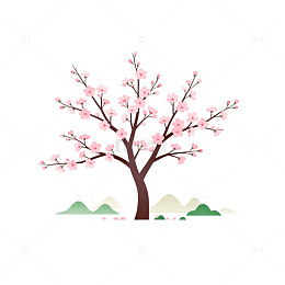 樱花盛开春天景象插画