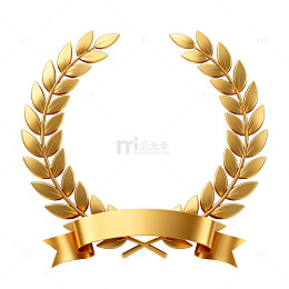 金色荣耀花环徽章设计元素