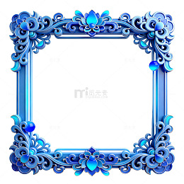 蓝色华丽相框装饰设计素材