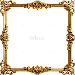 古典金色雕花相框装饰元素