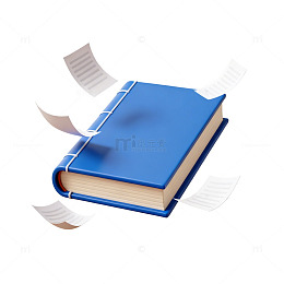 蓝色书本飞舞纸张设计素材