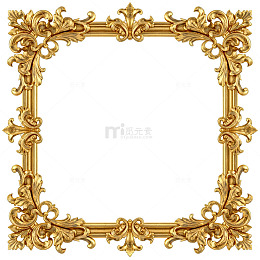 金色复古雕花相框装饰素材