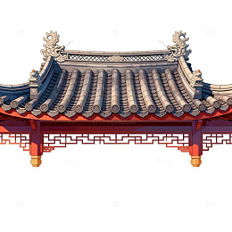 传统中式屋檐建筑插画