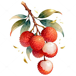 荔枝插画水果画素材