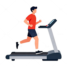 运动风格跑步机健身插画