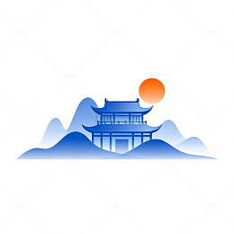 古风山水建筑图案设计