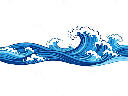 海浪卡通风格插画