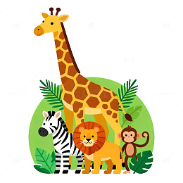 卡通动物插画丛林朋友