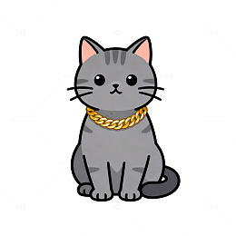 卡通灰色猫咪插画素材