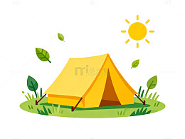 卡通风露营场景插画