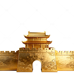 金色古城楼模型