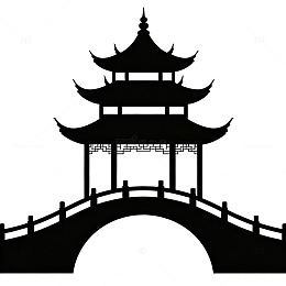 中国风传统建筑剪影图案