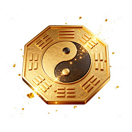 八卦图金色神秘风格图案