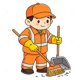 手绘环卫工人