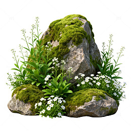 自然风岩石绿植景观图