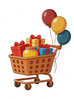 卡通购物车礼物图64