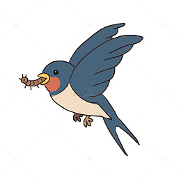 春天燕子吃虫子免抠元素