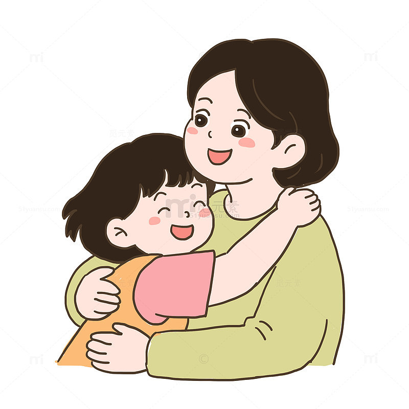 母亲节女儿拥抱妈妈免抠元素