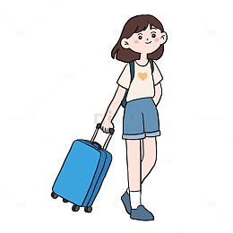 手绘卡通五一旅行免抠元素
