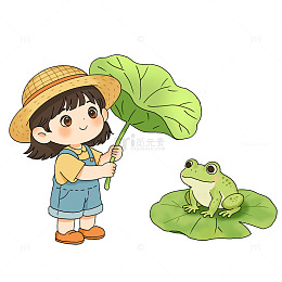 手绘女孩和青蛙