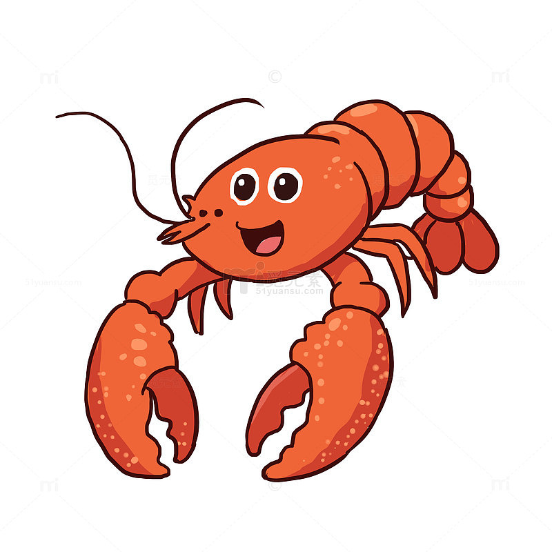 手绘卡通小龙虾免抠元素