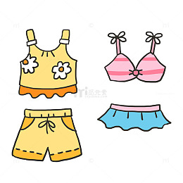 夏天服装服饰手绘元素
